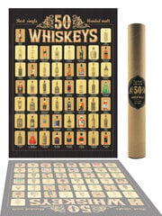 Nokasāms plakāts "50 Best Whiskies in the World" A3 42x30cm cena un informācija | Citas oriģinālas dāvanas | 220.lv