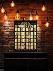 Nokasāms plakāts "50 Best Whiskies in the World" A3 42x30cm cena un informācija | Citas oriģinālas dāvanas | 220.lv