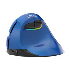 Bezvadu vertikālā pele Delux M618Mini BT4.0 + 2.4GHz 4000DPI RGB (zila) cena un informācija | Peles | 220.lv
