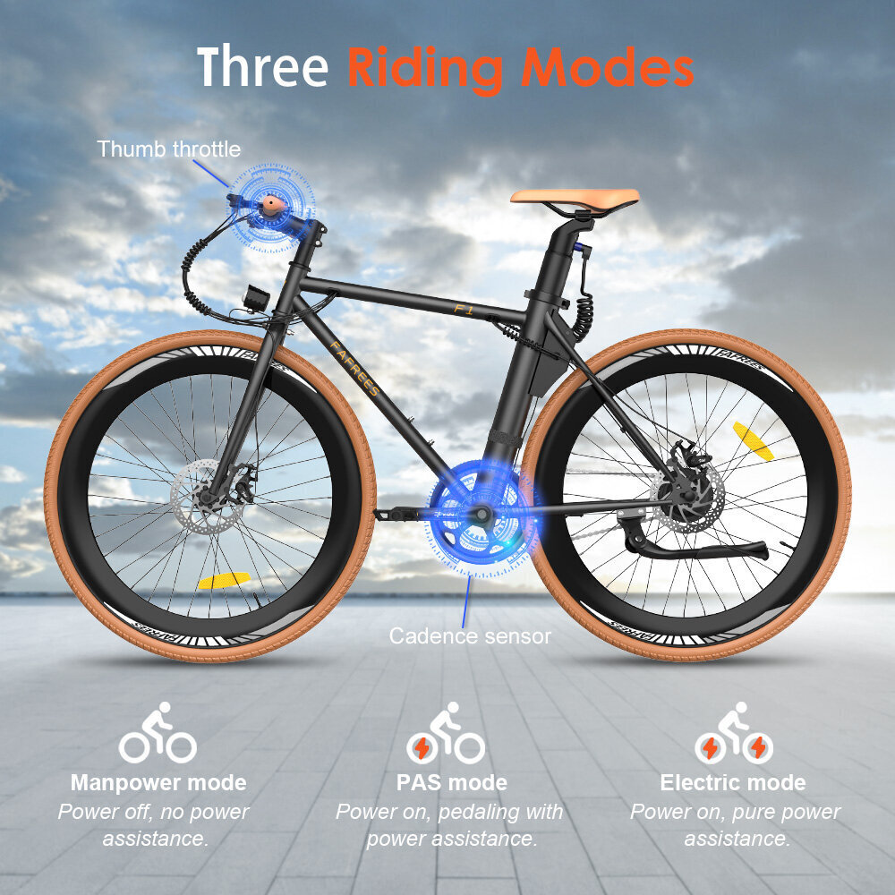 Elektriskais velosipēds FAFREES F1-38C, 27", oranžs, 250W, 8,7Ah cena un informācija | Elektrovelosipēdi | 220.lv