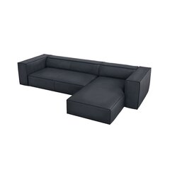 Četrvietīgs labās puses ādas stūra dīvāns Agawa, 290x173x68 cm, zils cena un informācija | Stūra dīvāni | 220.lv