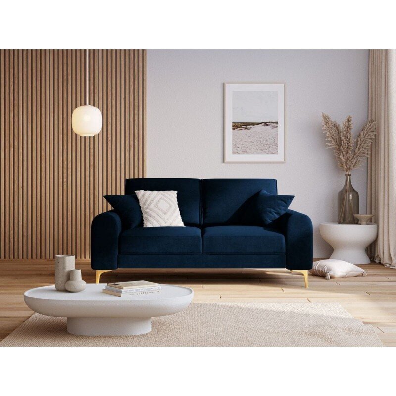 Divvietīgs dīvāns Velvet Larnite, 172x102x90 cm, tumši zilas krāsas cena un informācija | Dīvāni | 220.lv