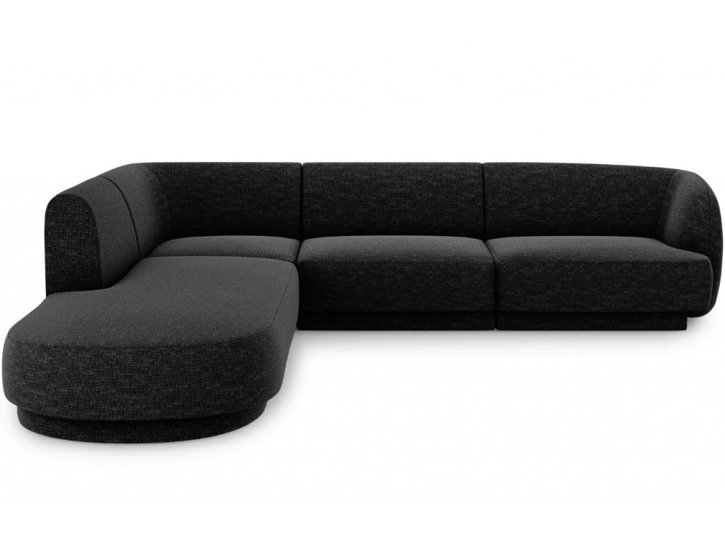 Kreisās puses stūra dīvāns Micadoni Miley, 252 x 220 x 74 cm, melns цена и информация | Dīvāni | 220.lv