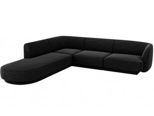 Kreisās puses stūra dīvāns Micadoni Miley, 252 x 220 x 74 cm, melns цена и информация | Диваны | 220.lv