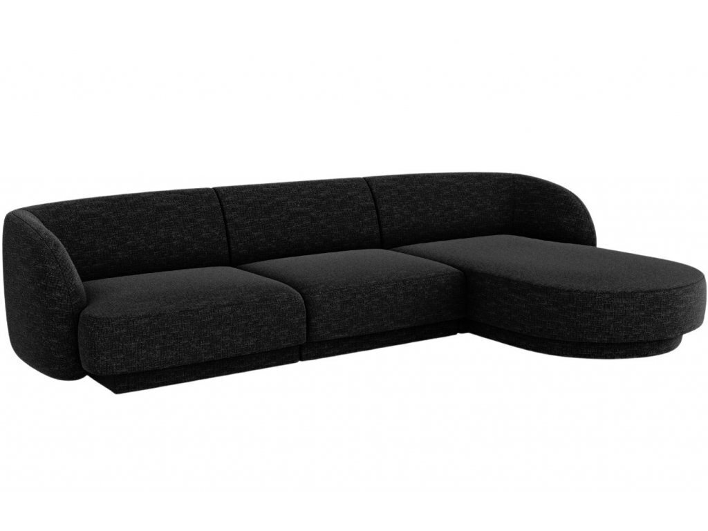Labās puses stūra dīvāns Micadoni Miley, 259 x 155 x 74 cm, melns cena un informācija | Dīvāni | 220.lv