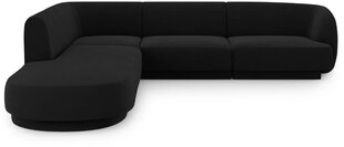 Samtains kreisās puses stūra dīvāns Micadoni Miley, 252 x 220 x 74, melns цена и информация | Диваны | 220.lv