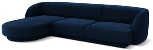 Samtains kreisās puses stūra dīvāns Micadoni Miley, 259 x 155 x 74, zils cena un informācija | Dīvāni | 220.lv