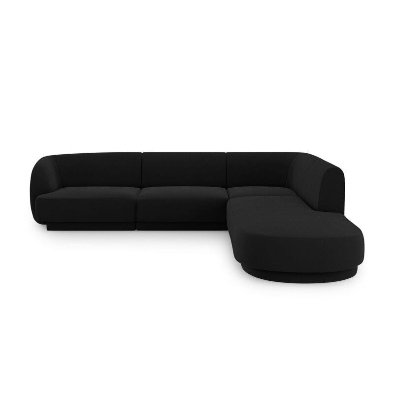 Samtains labās puses stūra dīvāns Micadoni Miley, 252 x 220 x 74, melns cena un informācija | Dīvāni | 220.lv