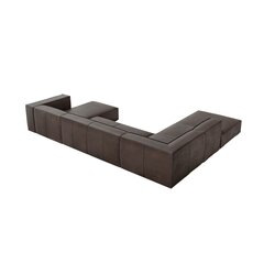 Sešvietīgs ādas stūra dīvāns Agawa, 365x270x68 cm, brūns cena un informācija | Stūra dīvāni | 220.lv