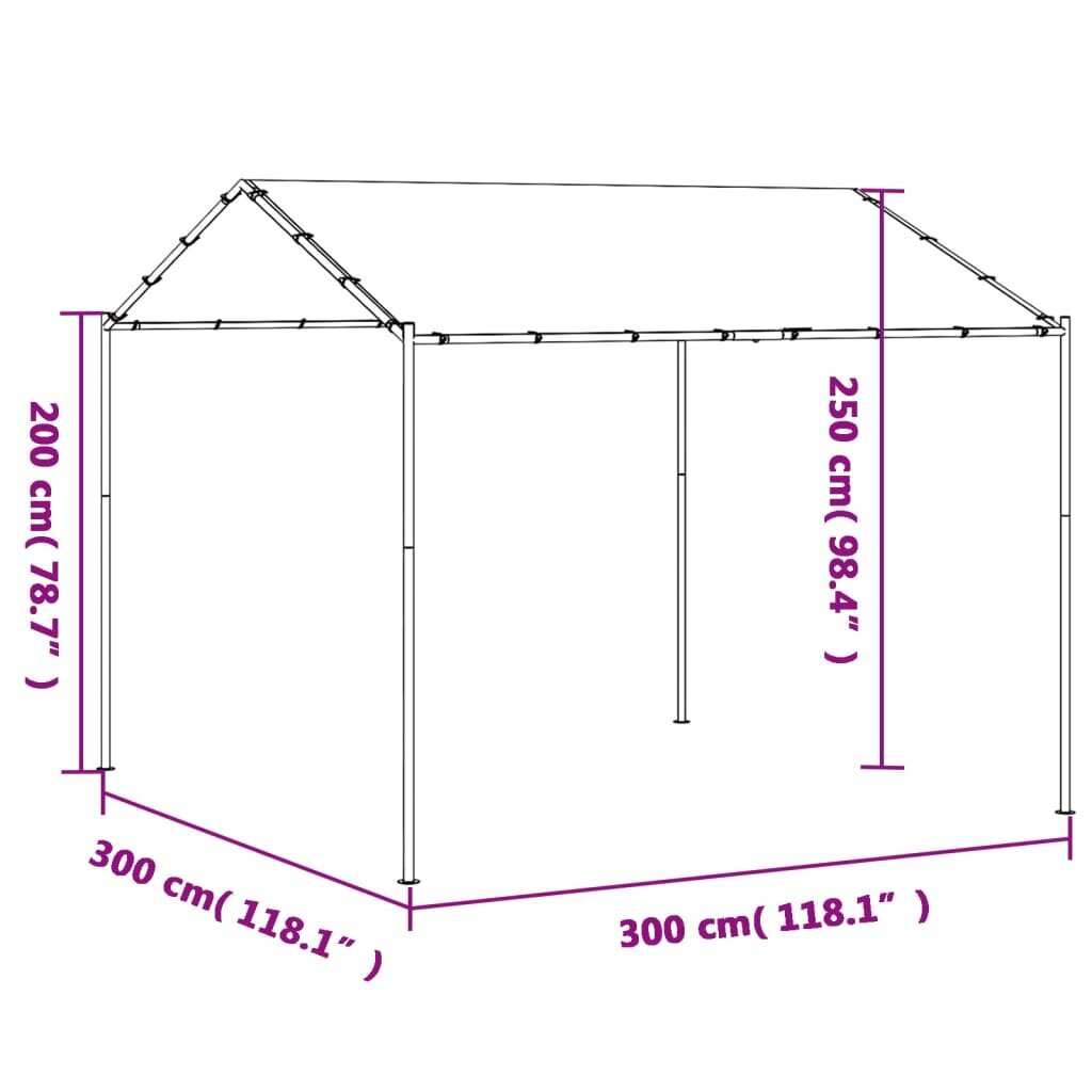 vidaXL nojume, antracītpelēka, 3x3 m, tērauds un audums цена и информация | Dārza nojumes un lapenes | 220.lv