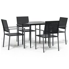 Комплект садовой столовой мебели со складными стульями из 9 предметов, черный, алюминий. цена и информация | Комплекты уличной мебели | 220.lv