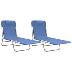 2 sauļošanās krēslu komplekts vidaXL, zils цена и информация | Шезлонги | 220.lv
