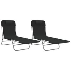 2 sauļošanās krēslu komplekts vidaXL, melns цена и информация | Шезлонги | 220.lv