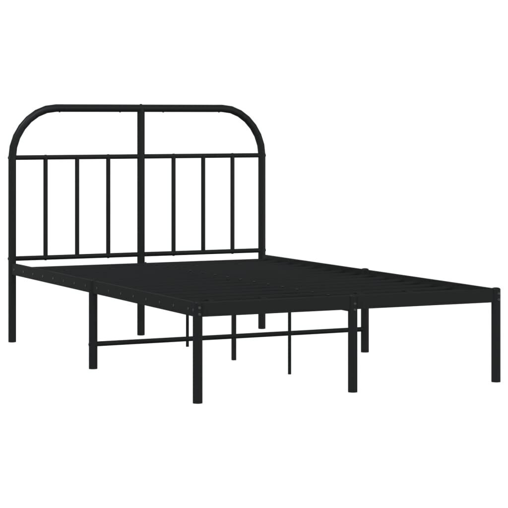 vidaXL gultas rāmis ar galvgali, melns metāls, 120x200 cm cena un informācija | Gultas | 220.lv