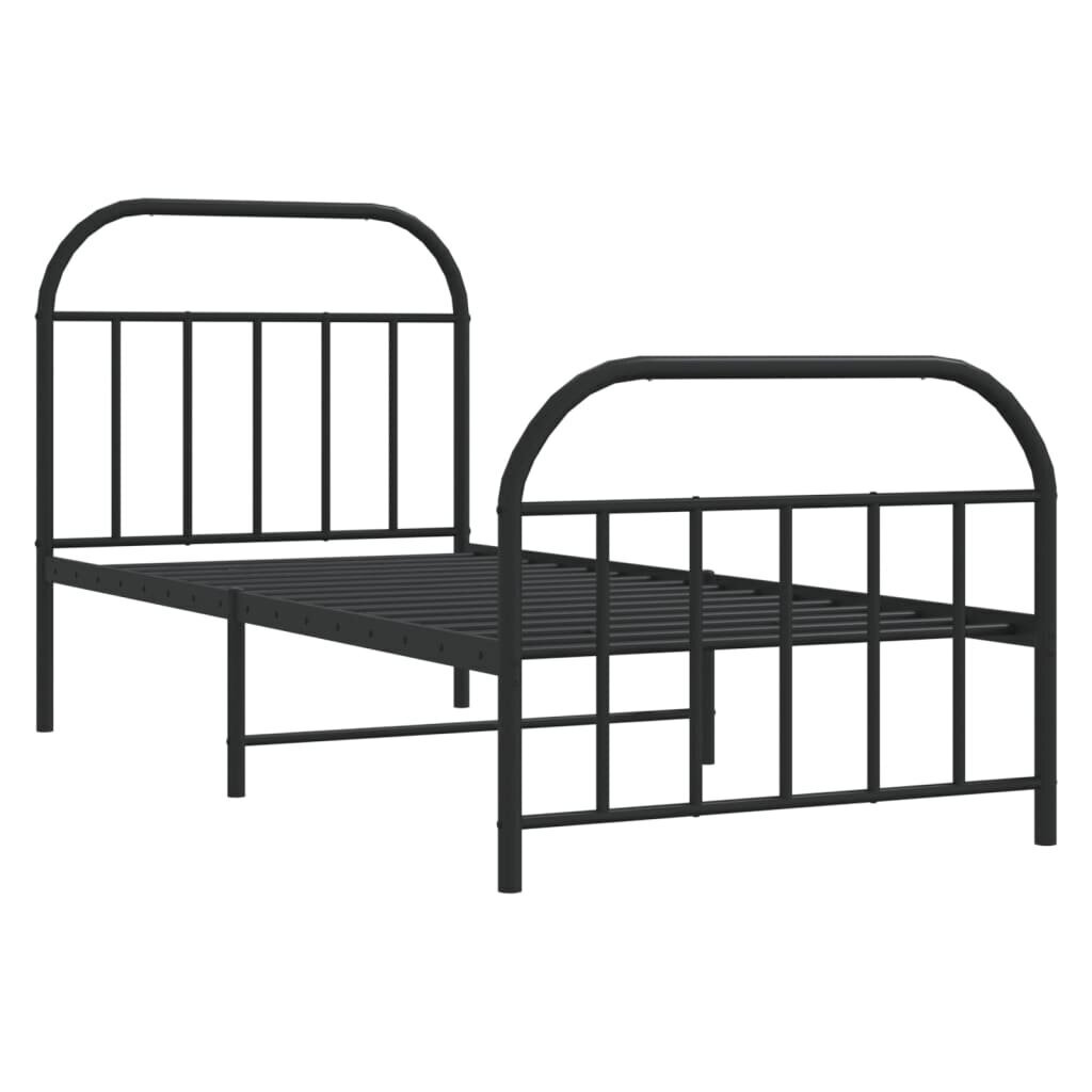 vidaXL gultas rāmis ar galvgali un kājgali, melns metāls, 90x200 cm цена и информация | Gultas | 220.lv