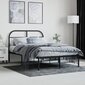 vidaXL gultas rāmis ar galvgali, melns metāls, 120x190 cm cena un informācija | Gultas | 220.lv