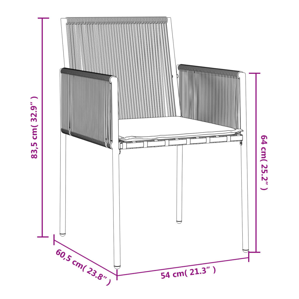 vidaXL dārza krēsli ar matračiem, 6 gab., 54x60,5x83,5 cm, PE cena un informācija | Dārza krēsli | 220.lv