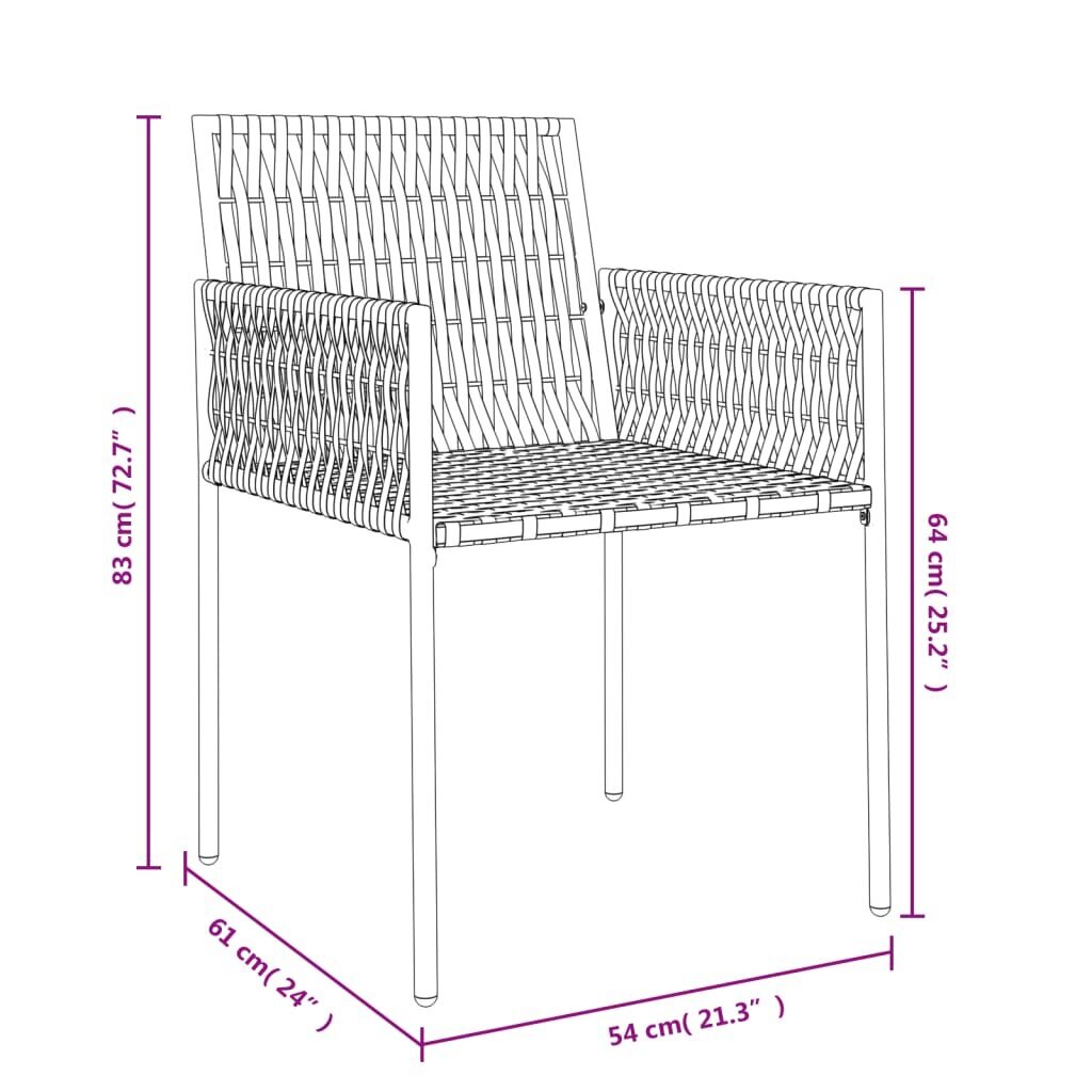 vidaXL dārza krēsli ar matračiem, 2 gb., 54x61x83 cm, PE rotangpalma cena un informācija | Dārza krēsli | 220.lv