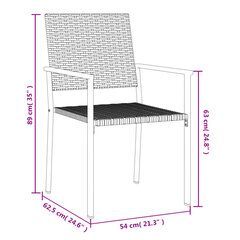 vidaXL dārza krēsli, 2 gab., 54x62,5x89 cm, PE rotangpalma, melni цена и информация | Садовые стулья, кресла, пуфы | 220.lv