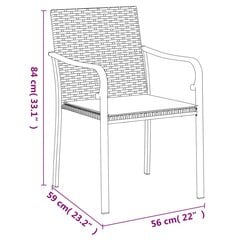 vidaXL dārza krēsli ar matračiem, 2 gab., 56x59x84 cm, PE rotangpalma цена и информация | Садовые стулья, кресла, пуфы | 220.lv
