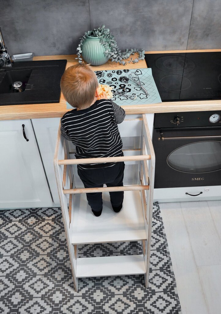Virtuves tornis, virtuves palīgs Babylike B2RM, 40x46x85 cm, balts cena un informācija | Bērnu krēsliņi un bērnu galdiņi | 220.lv