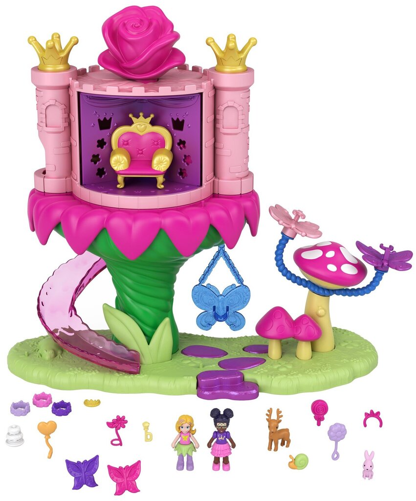 Lelles mājas komplekts Polly Pocket Rainbow fairy funfair, 15 gab. cena un informācija | Rotaļlietas meitenēm | 220.lv