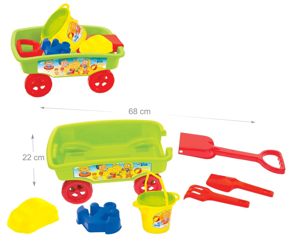 Ūdens un smilšu rotaļu ratiņi Mochtoys cena un informācija | Ūdens, smilšu un pludmales rotaļlietas | 220.lv