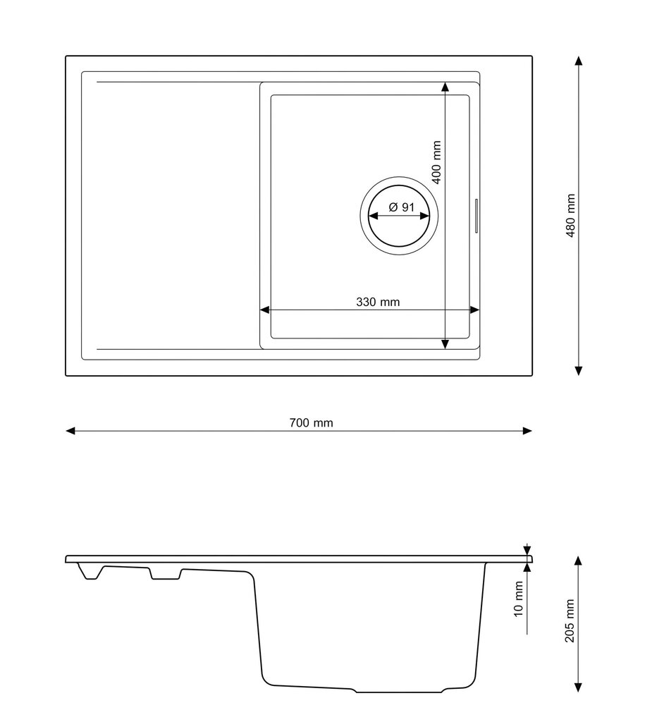 Granīta izlietne ar 1 nodalījumu, melna/zelta цена и информация | Virtuves izlietnes | 220.lv