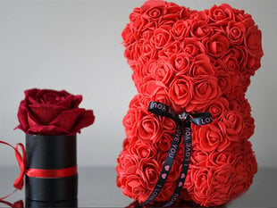 Lācītis no rozēm ar kastīti, sarkans cena un informācija | Citas oriģinālas dāvanas | 220.lv