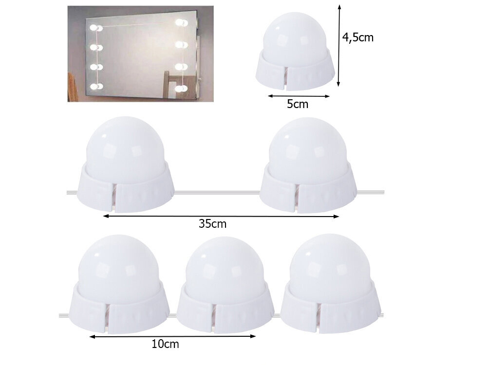LED spuldzes spogulim, 10gab cena un informācija | LED lentes | 220.lv