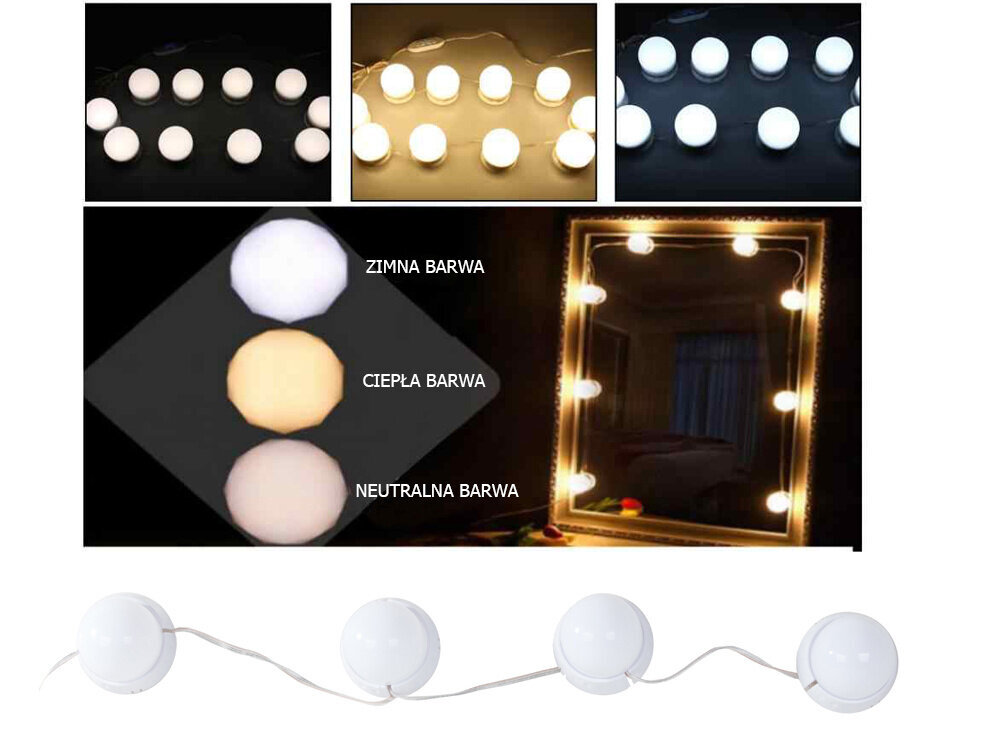 LED spuldzes spogulim, 10gab cena un informācija | LED lentes | 220.lv