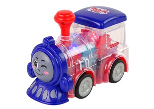 LED caurspīdīga lokomotīve, zila cena un informācija | Rotaļlietas zēniem | 220.lv