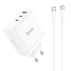 Сетевая зарядка Hoco N30 PD65W 2xType-C/1xUSB-A + Type-C, 1.0 м, белая цена и информация | Зарядные устройства для телефонов | 220.lv