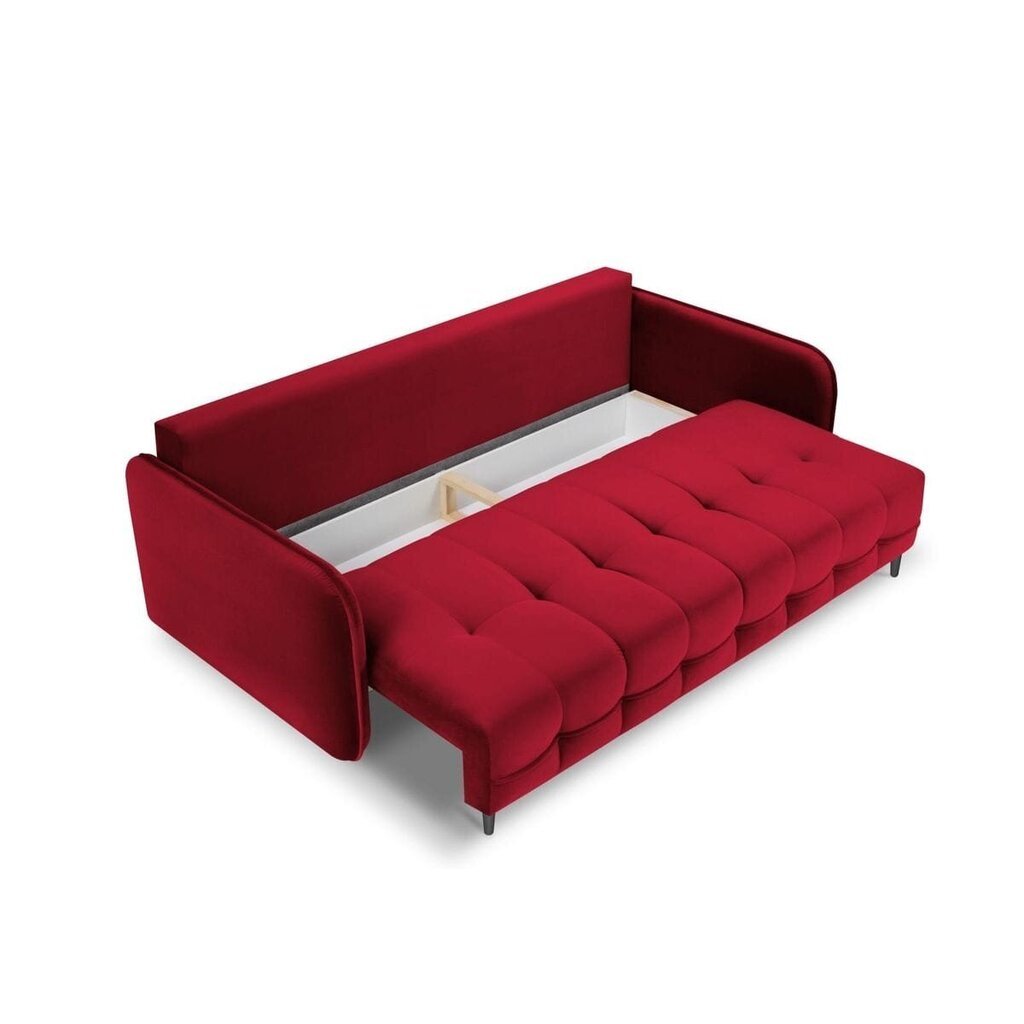 Samtains dīvāns-gulta Micadoni Scaleta, sarkans/melns cena un informācija | Dīvāni | 220.lv