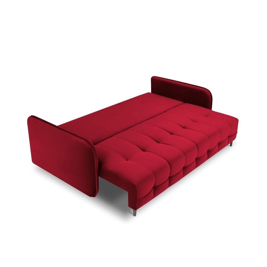 Samtains dīvāns-gulta Micadoni Scaleta, sarkans/melns cena un informācija | Dīvāni | 220.lv