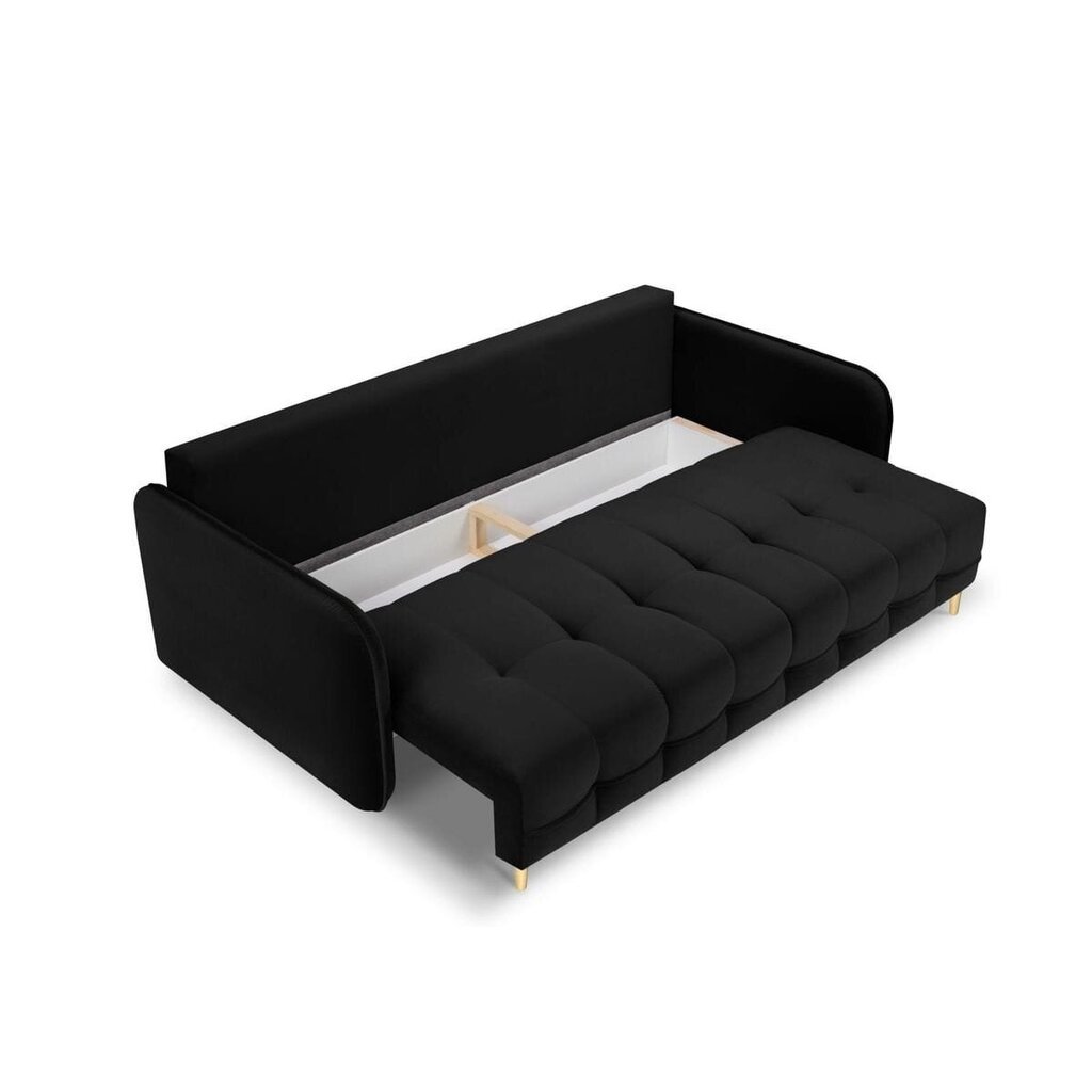 Samtains dīvāns-gulta Micadoni Scaleta, melns/zeltains cena un informācija | Dīvāni | 220.lv