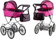Retro leļļu ratiņi Alice XL, rozā/melni cena un informācija | Rotaļlietas meitenēm | 220.lv