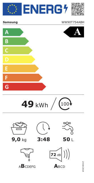 Samsung WW90T754ABH/S6 cena un informācija | Veļas mašīnas | 220.lv