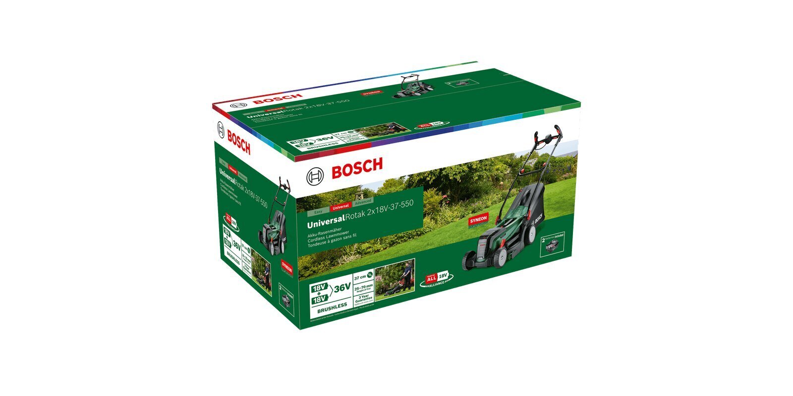 Akumulatora zāles pļāvējs Bosch Universal Rotak 2x18V-37-550, 06008B9E00 цена и информация | Zāles pļāvēji | 220.lv