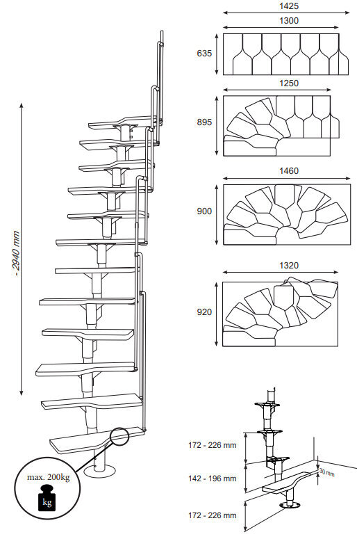 Moduļu kāpnes Twister Minka sudraba, 294 cm цена и информация | Kāpnes | 220.lv