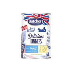 Butcher's Delicious Dinners ar foreli, 400 g cena un informācija | Konservi kaķiem | 220.lv