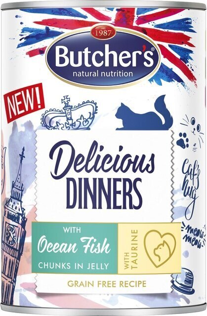 Butcher's Delicious Dinners ar jūras zivīm, 400 g цена и информация | Konservi kaķiem | 220.lv