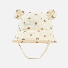 Муслиновая панамка с сердечками KidsHouse цена и информация | Шапки, перчатки, шарфики для новорожденных | 220.lv