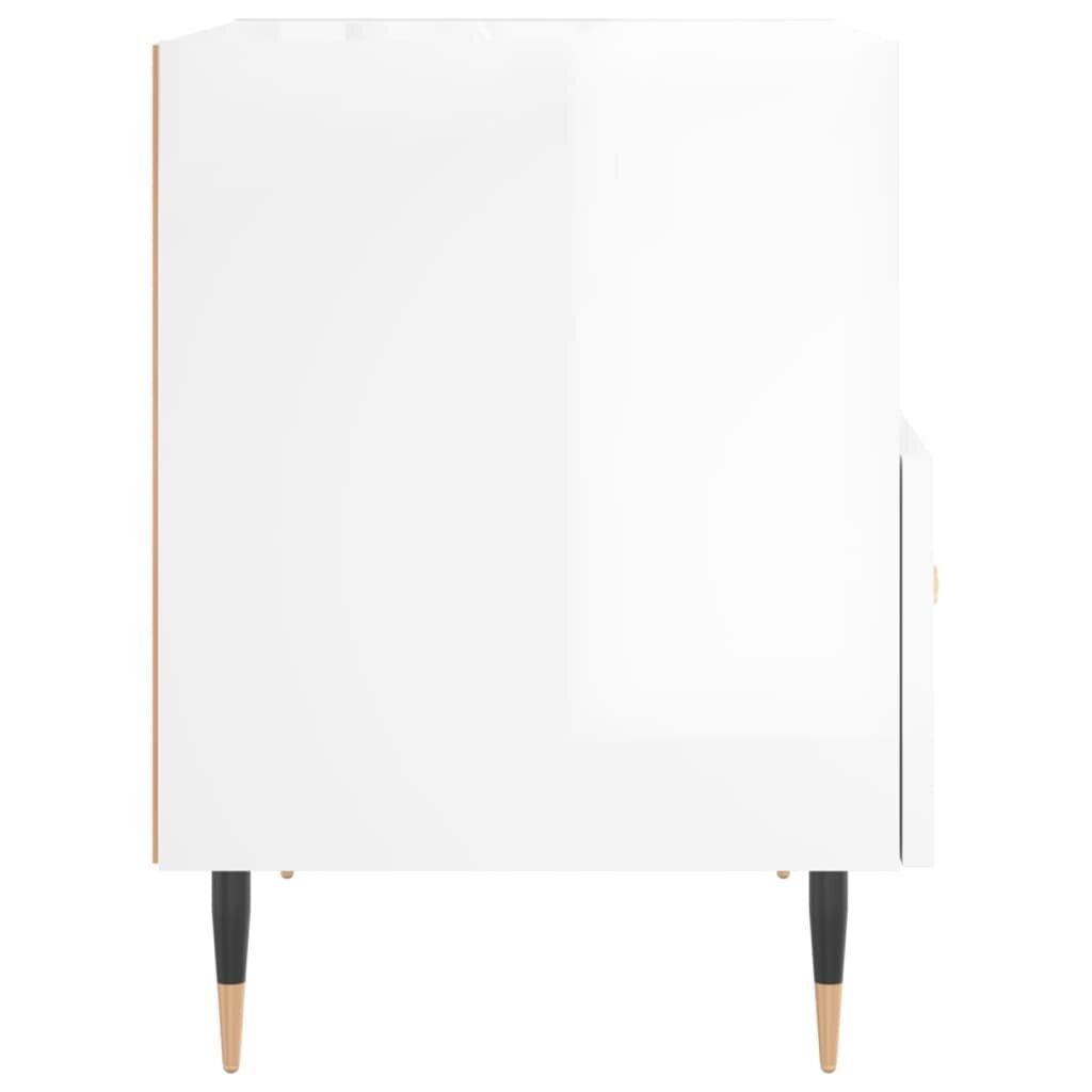 Naktsskapītis, spīdīgi balts, 40x35x47,5 cm, inženierijas koks цена и информация | Naktsskapīši | 220.lv
