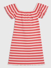 Платье в полоску TOMMY HILFIGER Off Shoulder Stripe Dress Laser Pink Stripe 540125266, розовое цена и информация | Платья для девочек | 220.lv