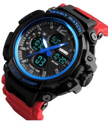 Мужские часы Skmei 1343 Black-Blue-Red Wristband цена и информация | Мужские часы | 220.lv