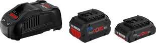 Аккумуляторы + зарядное устройство Bosch GBA 18V / 4.0Ah ProCORE 18V + 5.5Ah ProCORE 18V + GAL 1880 CV цена и информация | Шуруповерты, дрели | 220.lv