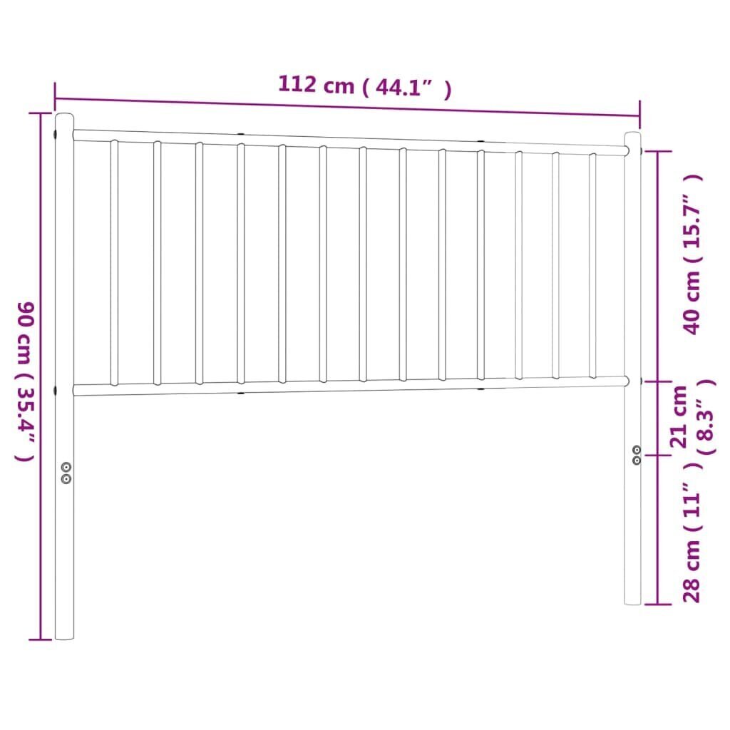 Gultas galvgalis, metāls, melns, 107 cm cena un informācija | Gultas | 220.lv