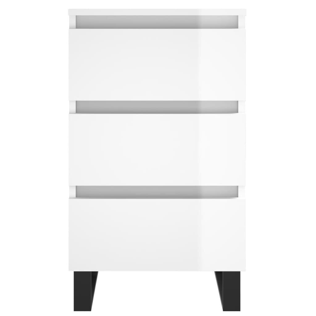 Naktsskapītis, spīdīgi balts, 40x35x69 cm, inženierijas koks цена и информация | Naktsskapīši | 220.lv