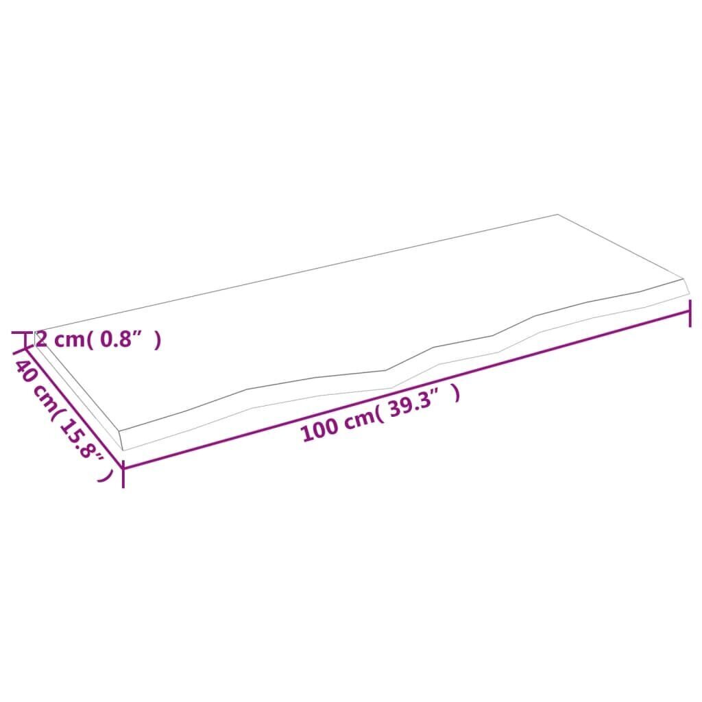 Sienas plaukts, gaiši brūns, 100x40x2 cm, ozola masīvkoks cena un informācija | Plaukti | 220.lv